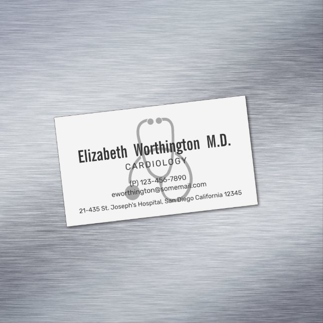 Simple Gray Nursing Stethoscope Magnetische Visitenkarte (Beispiel)