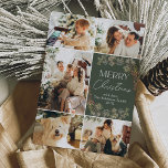 Simple Green 5 Foto Family Christmas Card Feiertagskarte<br><div class="desc">Diese elegante Urlaubskarte verfügt über fünf Ihrer bevorzugten persönlichen Fotos in einem einzigartigen Foto-Gitter. Um vorzeitige Änderungen vorzunehmen,  wählen Sie Personalisieren -> Bearbeiten mit dem Entwurfstool.</div>