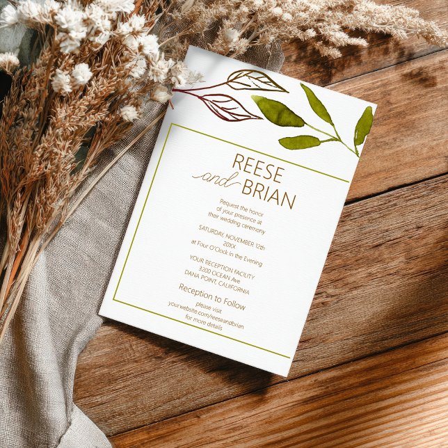  Simple Green and Brown Nature wedding Invitation (Créateur téléchargé)