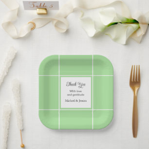 Simple Green and White Bridal Wedding Vielen Dank Pappteller