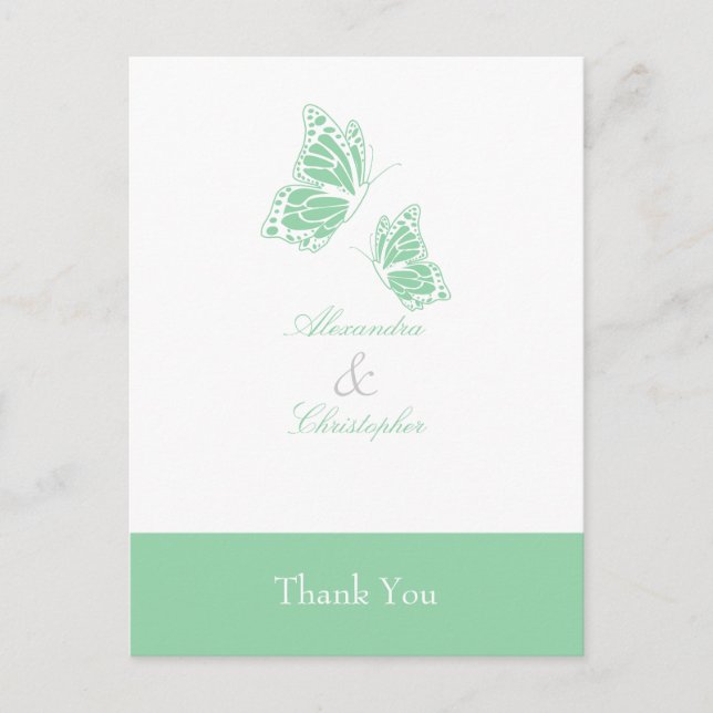 Simple Green Butterfly Danke Postkarte (Vorderseite)
