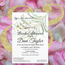 Simple Green Foliage Gold Glitzer Brautparty