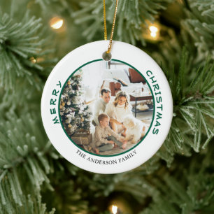 Simple Green FroChristmas Family Foto Keramik Ornament