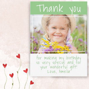 Simple Green Girl Foto Geburtstag Vielen Dank Postkarte
