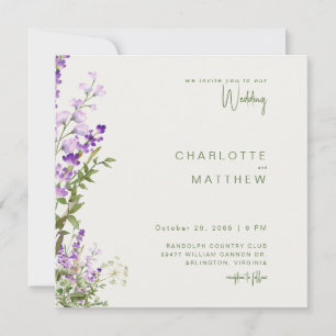 Simple Greenery Lavender Foto Square Wedding