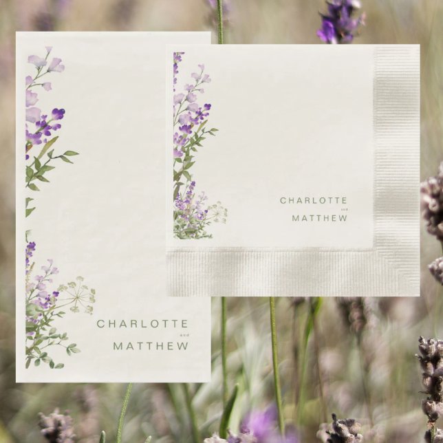Simple Greenery Lavender Square Wedding Serviette (Von Creator hochgeladen)