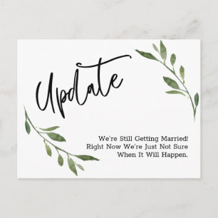 Simple Greenery Postponed Wedding Update Postkarte
