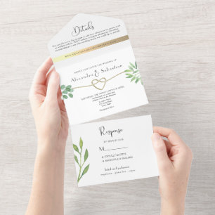 Simple Greenery Wedding All In One Einladung