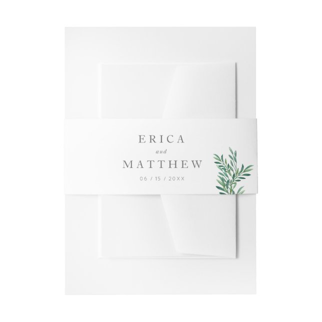 Simple Greenery Wedding Bellyband Einladungsbanderole (Vorderseite Beispiel)