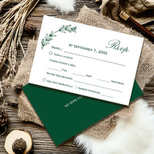 Simple Greenery Wedding Rsvp  Script-Schriftart Karte