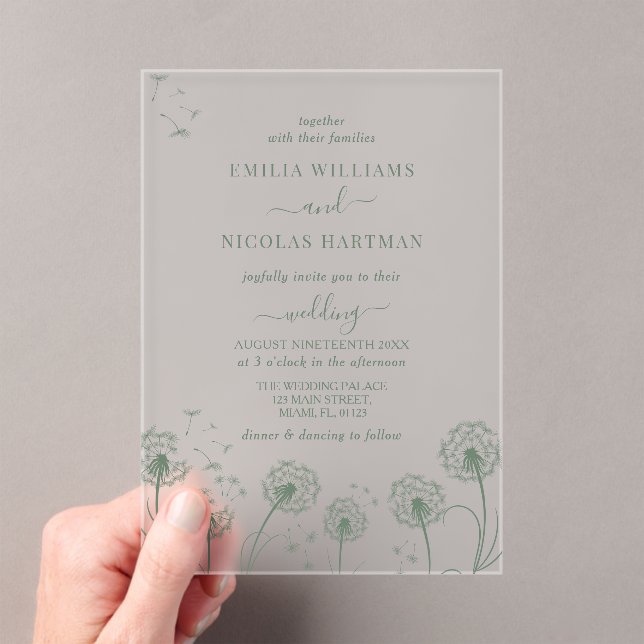 Simple Greenery Wildblume Wedding Acryleinladungen (Insitu (Handheld))