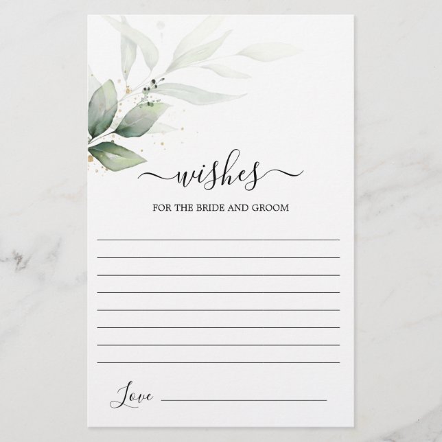 Simple Greenery Wünsche für die Bride-Karte (Vorderseite)