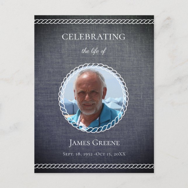 Simple Grey Photo Celebration of Life Invitation (Devant)