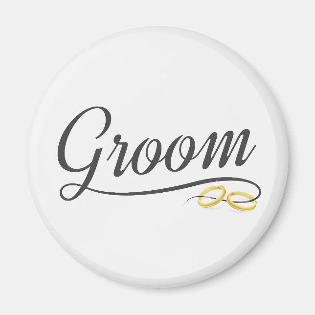 Simple Groom Floral Mariage Calligraphie | Aimant (Devant)