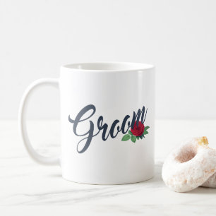 Simple Groom Floral Mariage Calligraphie   Tasse