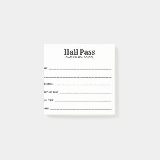 Simple Hall Pass Post-it Klebezettel