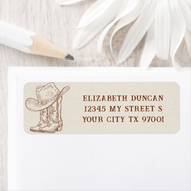 Simple Hand Drawn Western Cowboy Boots Hat Country (Insitu)