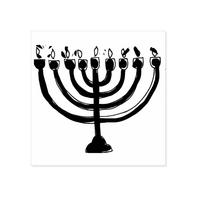 Simple Hanukkah Menorah Candelabra Gummistempel (Prägung)
