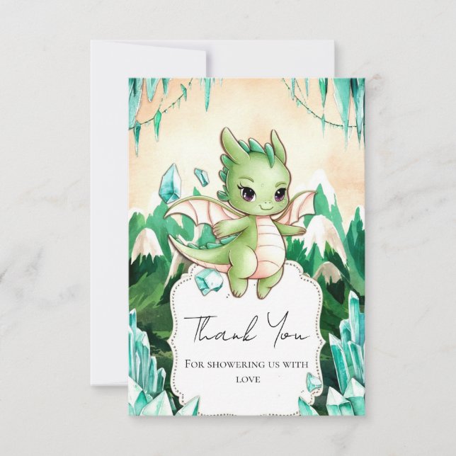 Simple Happy Dragon Baby Shower Dankeskarte (Vorderseite)