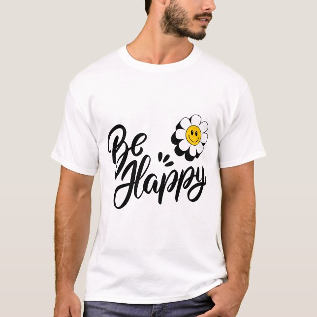 Simple Happy Flower - Good Vibes Smile Design T-Shirt (Vorderseite)