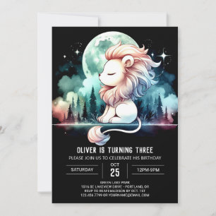 Simple Happy Lion Birthday Einladung