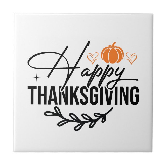 Simple Happy Thanksgiving Pumpkin Fliese (Vorderseite)