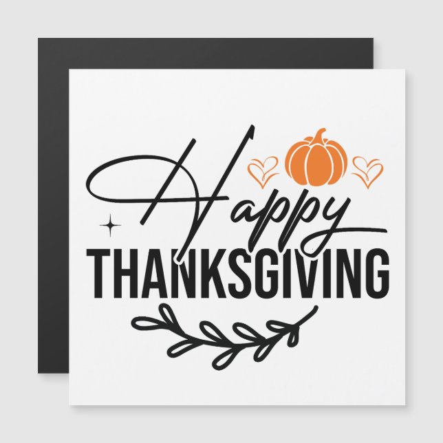 Simple Happy Thanksgiving Pumpkin Magnetkarte (Vorne/Hinten)