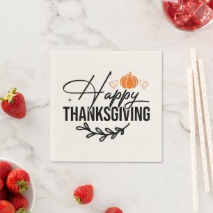 Simple Happy Thanksgiving Pumpkin Serviette