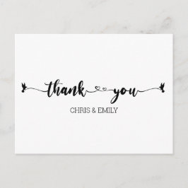 Simple Hearts and Bird Calligraphy Vielen Dank Postkarte