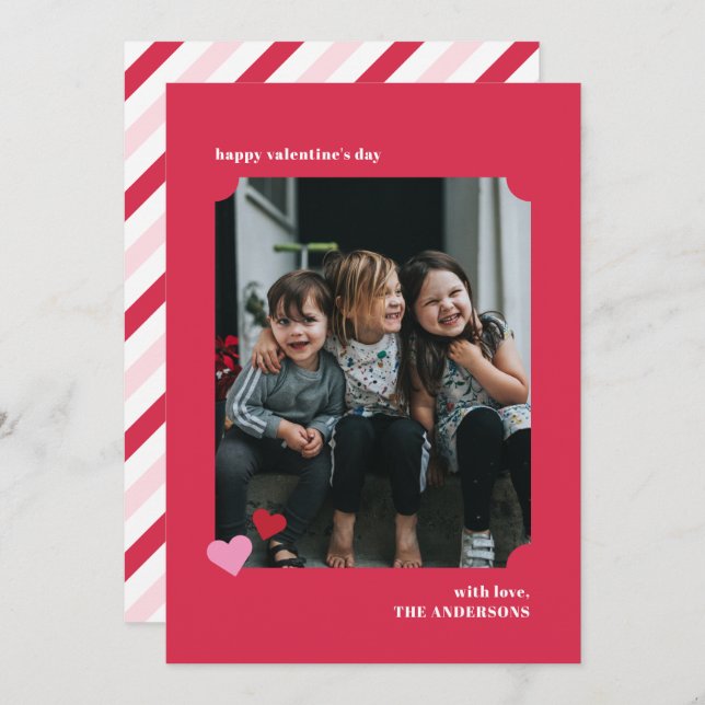 Simple Hearts Ticket Frame Carte photo de Valentin (Devant / Derrière)