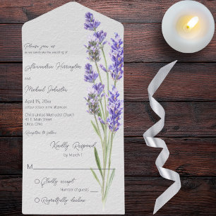 Simple Heather Sprigs All In One Einladung
