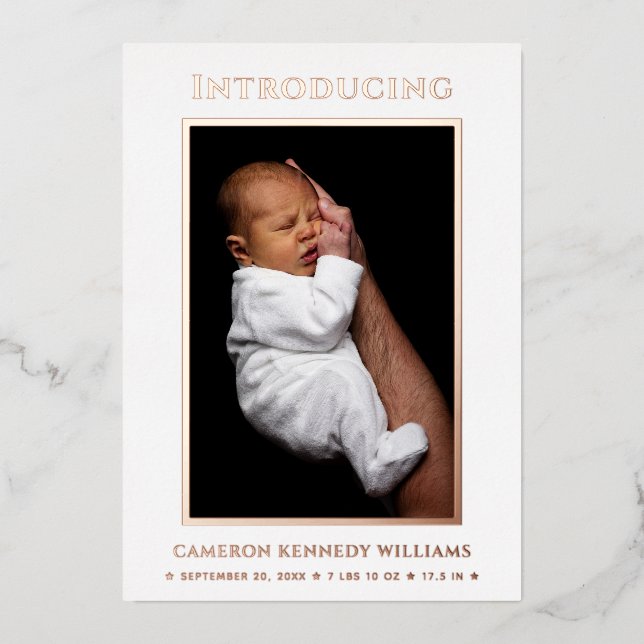 Simple Hello Baby Niedlich Custom Foto Neugeborene Folieneinladung (Vorderseite)