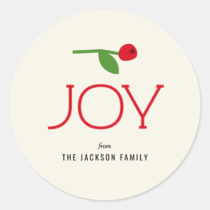 Simple Holiday Joy Berry Branch Runder Aufkleber
