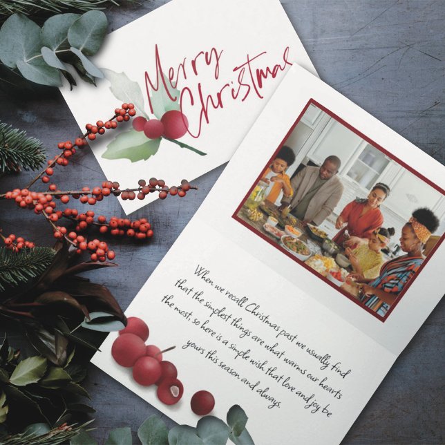 Simple Holly Frohe Weihnachten Wasserfarbe Foto (Von Creator hochgeladen)