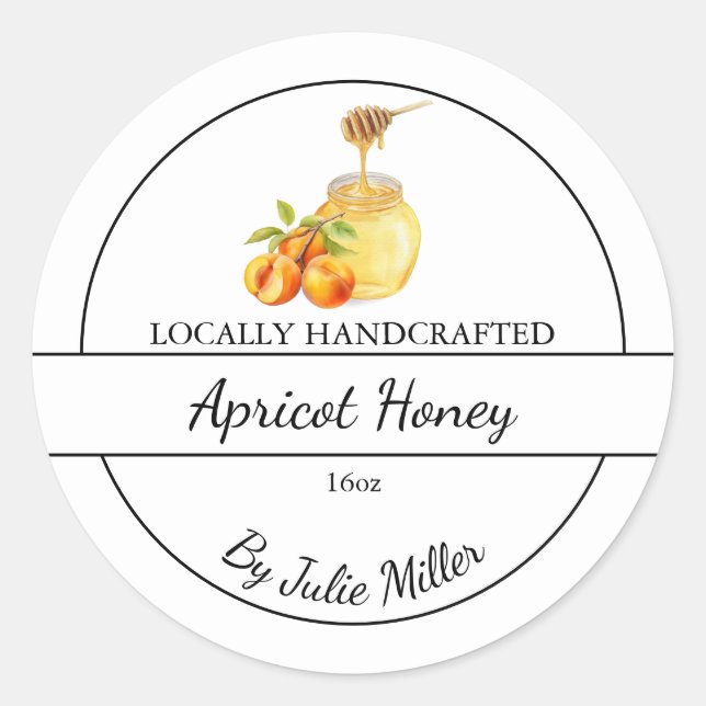 Simple Homemade Apricot infused Honey Label Runder Aufkleber (Vorderseite)