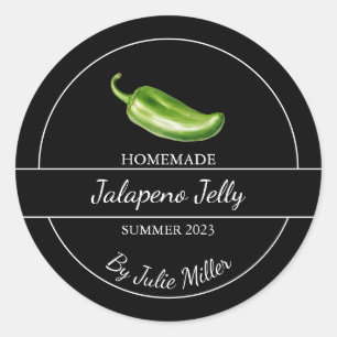 Simple Homemade Jalapeno Jelly Label Black Runder Aufkleber