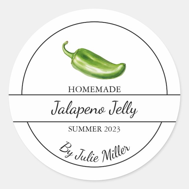 Simple Homemade Jalapeno Jelly Label Runder Aufkleber (Vorderseite)