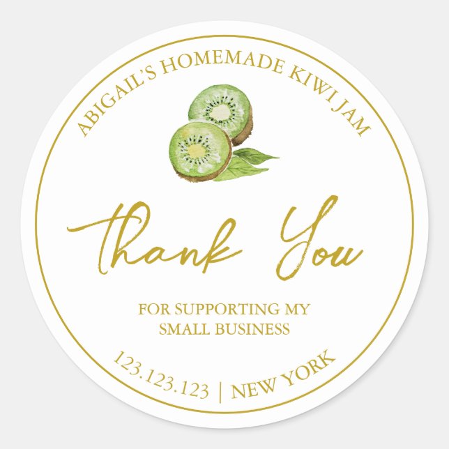 Simple Homemade Kiwi Danke Label Runder Aufkleber (Vorderseite)