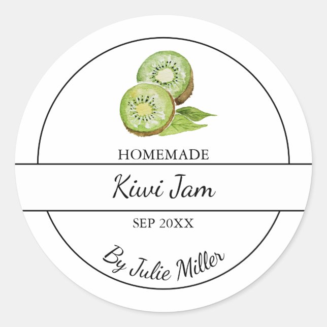 Simple Homemade Kiwi Jam Label Runder Aufkleber (Vorderseite)