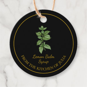 Simple Homemade Lemon Balm Syrup Hang Tag l Black Geschenkanhänger