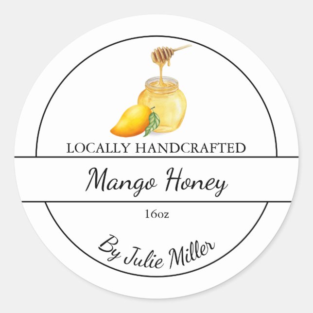 Simple Homemade Mango infused Honey Label Runder Aufkleber (Vorderseite)