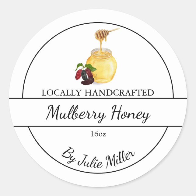 Simple Homemade Mulberry infused Honey Label Runder Aufkleber (Vorderseite)