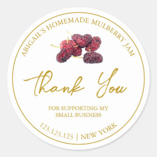 Simple Homemade Mulberry Jam Danke Label Runder Aufkleber