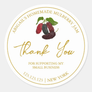 Simple Homemade Mulberry Jam Danke Label Runder Aufkleber