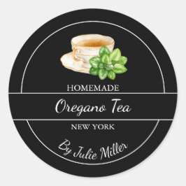 Simple Homemade Oregano Tea Label Runder Aufkleber