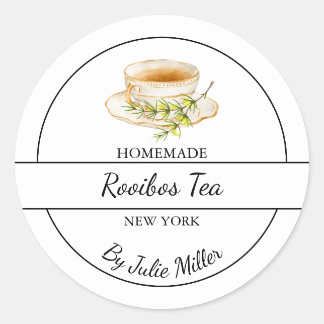 Simple Homemade Rooibos Tea Label Runder Aufkleber (Vorderseite)