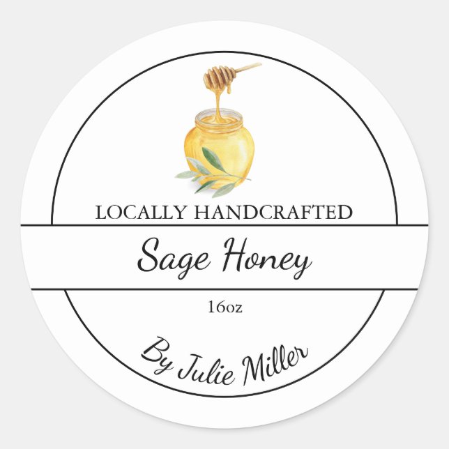 Simple Homemade Sage infused Honey Label Runder Aufkleber (Vorderseite)