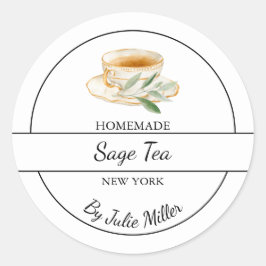 Simple Homemade Sage Tea Label Runder Aufkleber