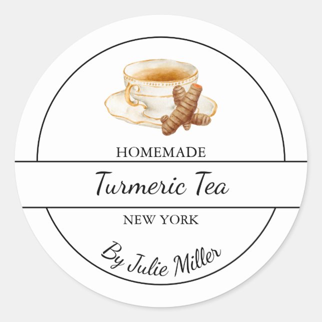 Simple Homemade Turmeric Tea Label Runder Aufkleber (Vorderseite)