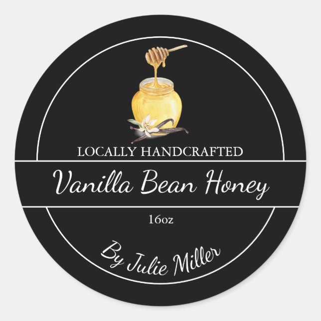 Simple Homemade Vanilla Bean infused Honey Label Runder Aufkleber (Vorderseite)